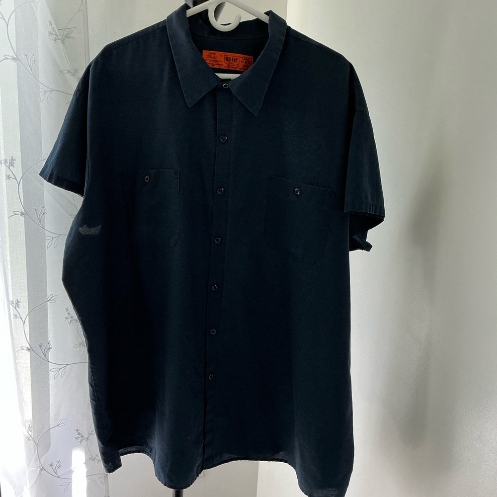 Red Kap Navy Blue Short Sleeve Work Shirt Button Down 2 Pocket 4XL